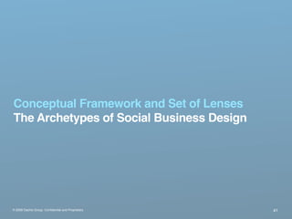 Conceptual Framework and Set of Lenses
The Archetypes of Social Business Design




® 2009 Dachis Group. Conﬁdential and P...
