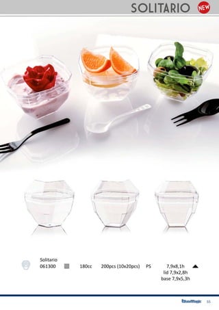 55
SOLITARIO
061300 		 180cc	 200pcs (10x20pcs) 	 PS	 7,9x8,1h
									 lid 7,9x2,8h
									 base 7,9x5,3h
Solitario
 