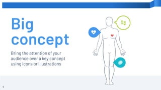 Big
concept
Bring the attention of your
audience over a key concept
using icons or illustrations
6
 