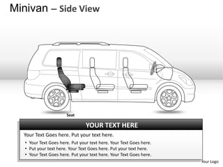 Minivan – Side View




                       Seat

                                 YOUR TEXT HERE
  Your Text Goes here. Put your text here.
   • Your Text Goes here. Put your text here. Your Text Goes here.
   • Put your text here. Your Text Goes here. Put your text here.
   • Your Text Goes here. Put your text here. Your Text Goes here.
                                                                     Your Logo
 