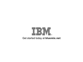 © 2015 IBM Corporation
IBM Cloud Platform Services | Bluemix
Get started today at bluemix.net
 