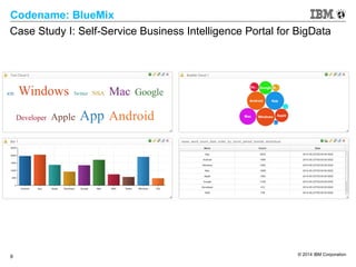 © 2014 IBM Corporation
9
Codename: BlueMix
Case Study I: Self-Service Business Intelligence Portal for BigData
 