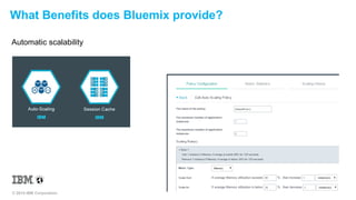 What Benefits does Bluemix provide? 
Automatic scalability 
© 2014 IBM Corporation 
 