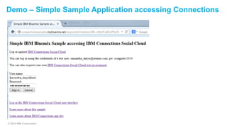 Demo – Simple Sample Application accessing Connections 
© 2014 IBM Corporation 
 