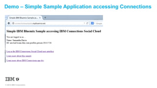 Demo – Simple Sample Application accessing Connections 
© 2014 IBM Corporation 
 