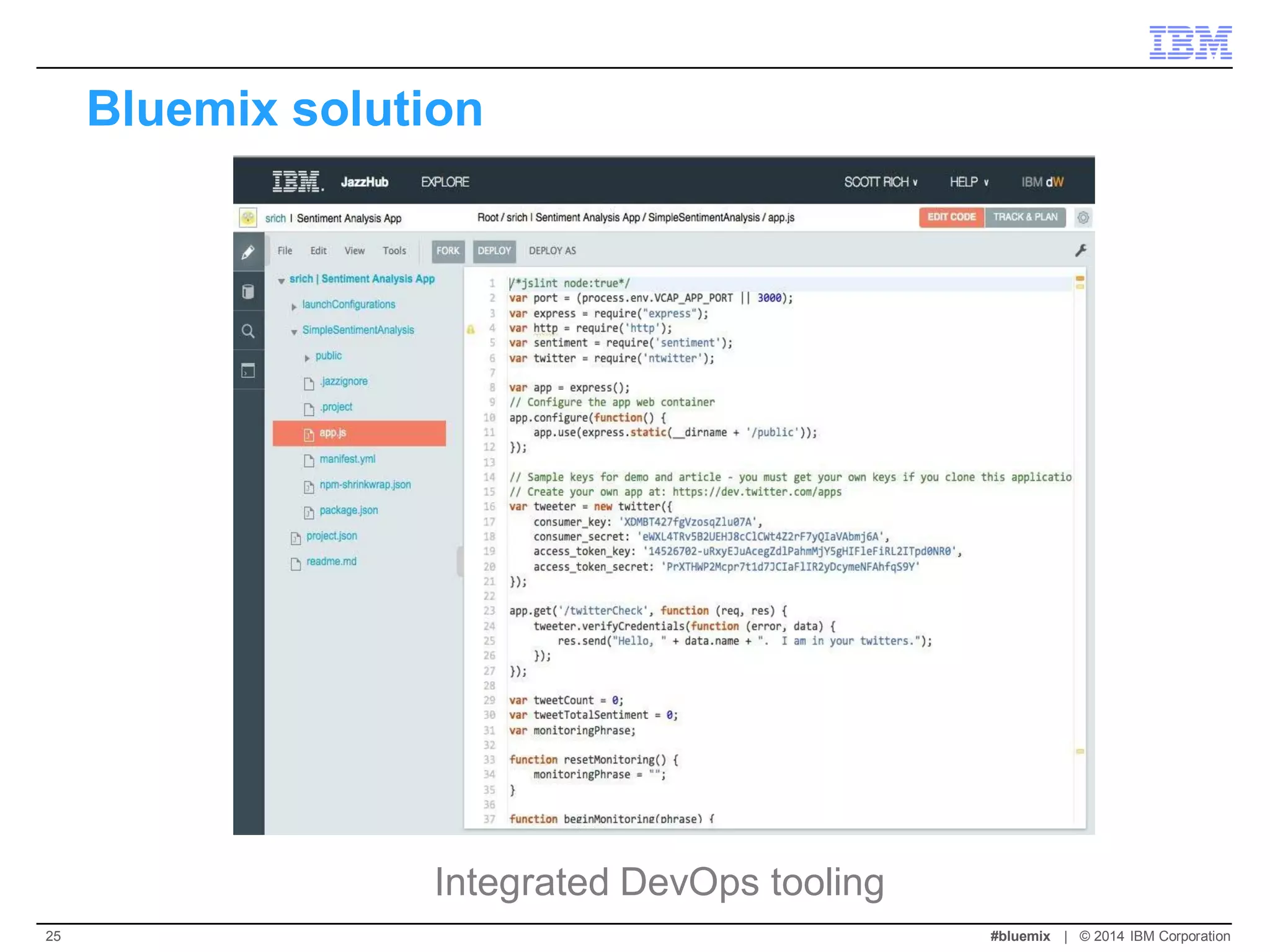 Integrated DevOps tooling 
Bluemix solution 
#bluemix | © 2014 IBM Corporation 
25  