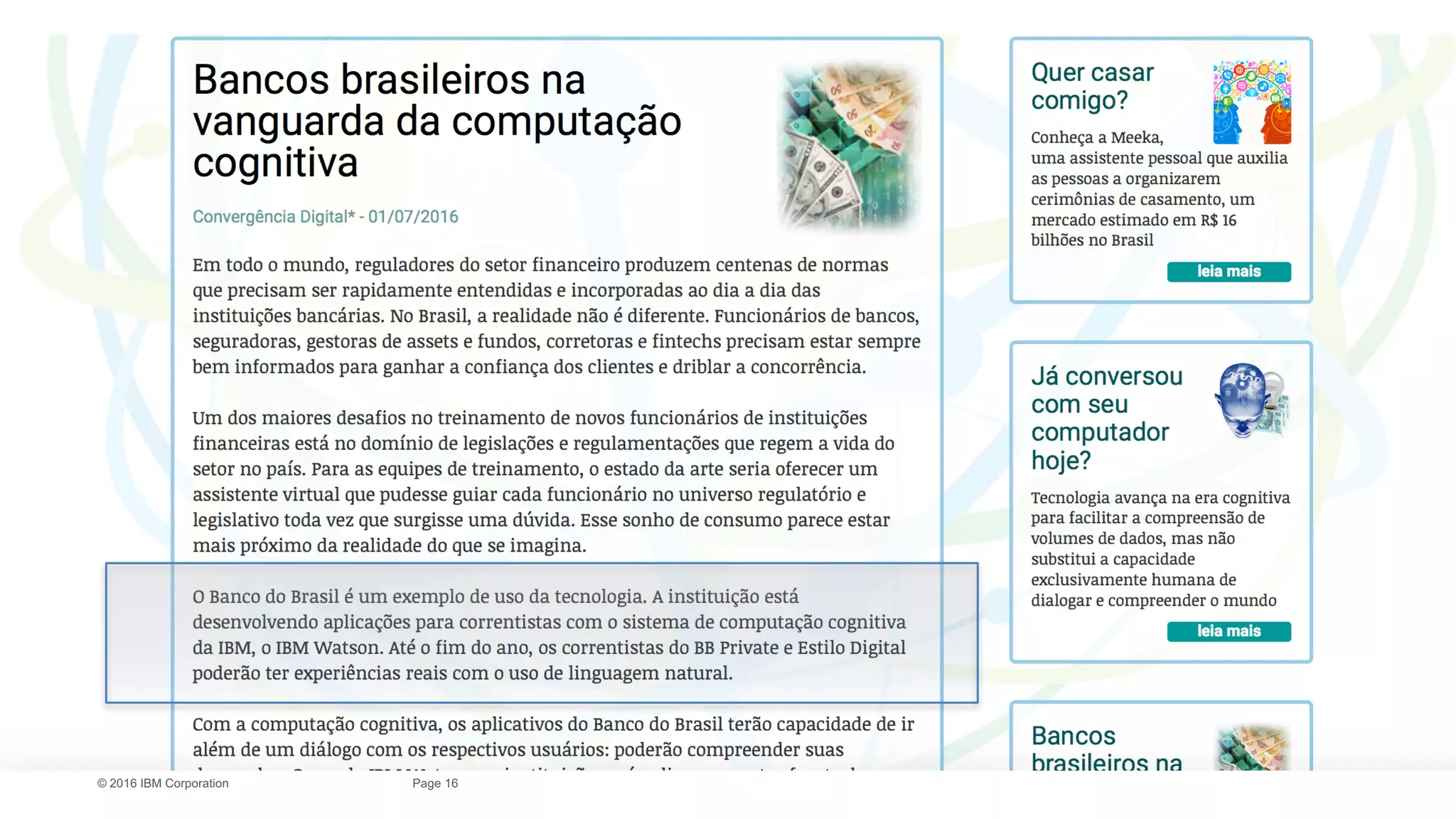 16Page©  2016  IBM  Corporation
 