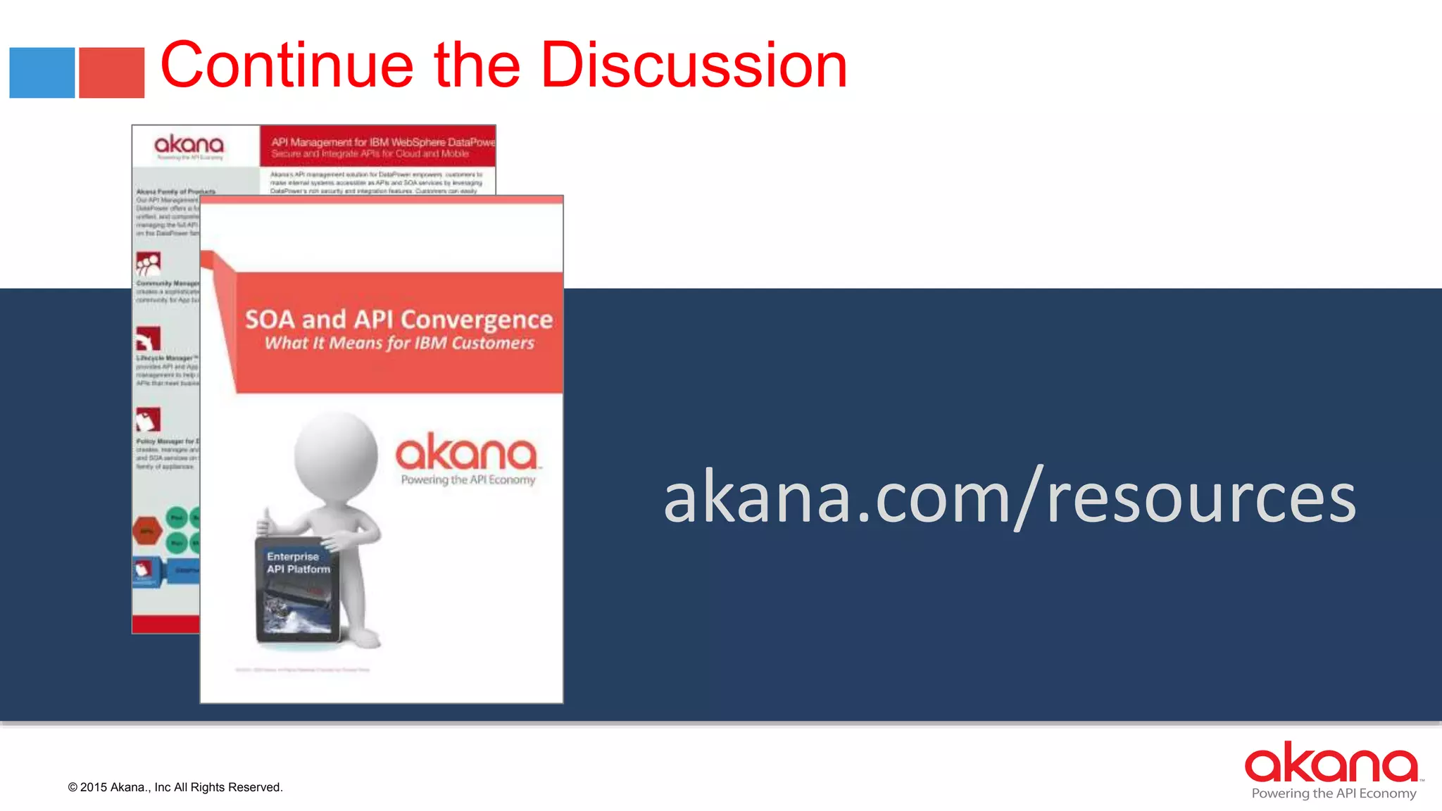 © 2015 Akana., Inc All Rights Reserved.
Continue the Discussion
akana.com/resources
 