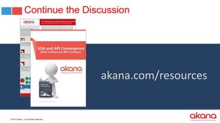 © 2015 Akana., Inc All Rights Reserved.
Continue the Discussion
akana.com/resources
 