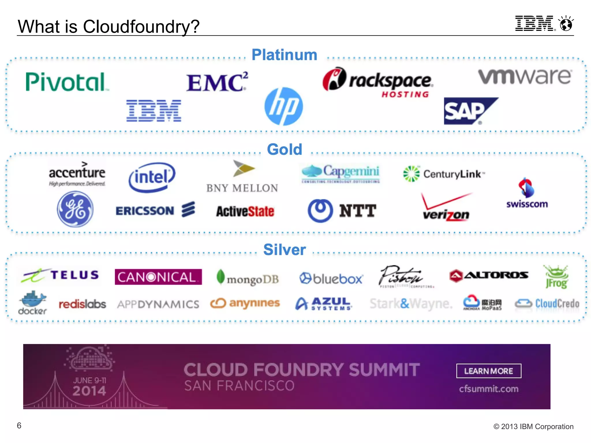 © 2013 IBM Corporation6
What is Cloudfoundry?