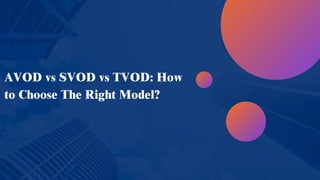 AVOD vs SVOD vs TVOD: How
to Choose The Right Model?
 