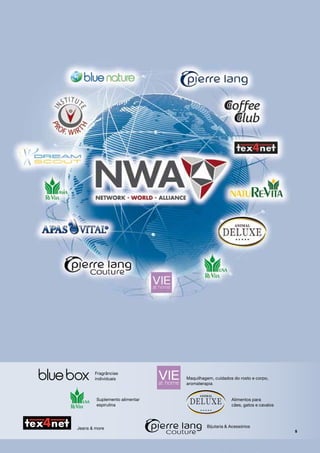 Fragrâncias
       individuais             Maquilhagem, cuidados do rosto e corpo,
                               aromaterapia


        Suplemento alimentar                        Alimentos para
        espirulina                                  cães, gatos e cavalos




Jeans & more                            Bijutaria & Acessórios
                                                                            5
 