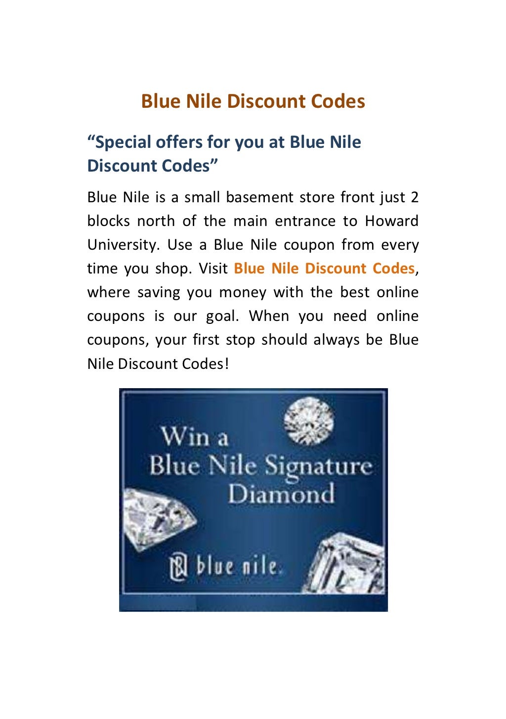 Blue nile discount codes