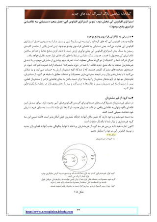 23
‫ﺟﺪﯾﺪ‬ ‫ﻫﺎي‬ ‫اﯾﺪه‬ ‫اﺷﺘﺮاك‬ ‫ﺑﻼگ‬ ‫ﺷﺨﺼﯽ‬ ‫ﮐﺘﺎﺑﺨﺎﻧﻪ‬
http://www.newopinion.blogfa.com
‫آﺑﯽ‬ ‫اﻗﯿﺎﻧﻮس‬ ‫اﺳﺘﺮاﺗﮋي‬)‫دوم‬ ‫ﺑﺨﺶ‬:‫آﺑﯽ‬ ‫اﻗﯿﺎﻧﻮس‬ ‫اﺳﺘﺮاﺗﮋي‬ ‫ﺗﺪوﯾﻦ‬)‫ﭘﻨﺠﻢ‬ ‫ﻓﺼﻞ‬:‫ﺗﻘﺎﺿـﺎﯾﯽ‬ ‫ﺑـﻪ‬ ‫دﺳـﺘﯿﺎﺑﯽ‬
‫ﻣﻮﺟﻮد‬ ‫وﺿﻊ‬ ‫ﻓﺮاﺳﻮي‬((
●‫دﺳﺘﯿﺎﺑ‬‫ﻣﻮﺟﻮد‬ ‫وﺿﻊ‬ ‫ﻓﺮاﺳﻮي‬ ‫ﺗﻘﺎﺿﺎﯾﯽ‬ ‫ﺑﻪ‬ ‫ﯽ‬
‫ﮐﺮده‬ ‫ﺧﻠﻖ‬ ‫ﮐﻪ‬ ‫آﺑﯽ‬ ‫اﻗﯿﺎﻧﻮس‬ ‫وﺳﻌﺖ‬ ‫ﭼﮕﻮﻧﻪ‬‫ﻣﯽ‬ ‫ﺑﯿﺸﯿﻨﻪ‬ ‫را‬ ‫اﯾﺪ‬‫اﺳـﺘﺮاﺗﮋي‬ ‫اﺻـﻞ‬ ‫ﺳـﻮﻣﯿﻦ‬ ‫ﺑـﻪ‬ ‫را‬ ‫ﻣـﺎ‬ ‫ﭘﺮﺳـﺶ‬ ‫اﯾـﻦ‬ ‫ﺳـﺎزﯾﺪ؟‬
‫ﻣﯽ‬ ‫ﻫﺪاﯾﺖ‬ ‫آﺑﯽ‬ ‫اﻗﯿﺎﻧﻮس‬‫ﮐﻨﺪ‬:‫ﻣﻮﺟـﻮد‬ ‫وﺿـﻊ‬ ‫ﻓﺮاﺳـﻮي‬ ‫ﺗﻘﺎﺿﺎﯾﯽ‬ ‫ﺑﻪ‬ ‫دﺳﺘﯿﺎﺑﯽ‬ ‫ﯾﻌﻨﯽ‬.‫ﮐﻠﯿـﺪي‬ ‫ﻋﻨﺎﺻـﺮ‬ ‫از‬ ‫ﯾﮑـﯽ‬ ‫اﺻـﻞ‬ ‫اﯾـﻦ‬
‫اﻗﯿﺎﻧﻮس‬ ‫اﺳﺘﺮاﺗﮋي‬ ‫ﺑﻨﺎي‬ ‫ﺳﻨﮓ‬ ‫ﺑﻪ‬ ‫رﺳﯿﺪن‬‫اﺳﺖ‬ ‫ارزش‬ ‫ﻧﻮآوري‬ ‫ﯾﻌﻨﯽ‬ ‫آﺑﯽ‬.‫ﺳﺎﺧﺘﻦ‬ ‫ﺣﺪاﮐﺜﺮ‬ ‫و‬ ‫ﺗﻘﺎﺿﺎ‬ ‫ﻣﻨﺎﺑﻊ‬ ‫ﮐﺮدن‬ ‫ادﻏﺎم‬ ‫ﺑﺎ‬
‫ﯾﺎﻓﺖ‬ ‫ﺧﻮاﻫﺪ‬ ‫ﺗﻘﻠﯿﻞ‬ ‫ﺟﺪﯾﺪ‬ ‫ﺑﺎزار‬ ‫ﻓﻀﺎي‬ ‫ﯾﮏ‬ ‫ﺧﻠﻖ‬ ‫ﺑﺎ‬ ‫ﻣﺮﺗﺒﻂ‬ ‫ﻣﻘﯿﺎﻧﺲ‬ ‫رﯾﺴﮏ‬ ،‫ﺟﺪﯾﺪ‬ ‫ﺧﺪﻣﺖ‬ ‫ﯾﺎ‬ ‫ﻣﺤﺼﻮل‬ ‫ﮐﯽ‬ ‫ﺑﺮاي‬ ‫ﺗﻘﺎﺿﺎ‬.
‫اﺳﺖ‬ ‫ﻣﻌﻄﻮف‬ ‫ﻣﻤﮑﻦ‬ ‫ﮔﺰﯾﻨﻪ‬ ‫دو‬ ‫از‬ ‫ﮐﺪاﻣﯿﮏ‬ ‫ﺑﺮ‬ ‫ﺷﻤﺎ‬ ‫ﺷﺮﮐﺖ‬ ‫ﺗﻤﺮﮐﺰ‬:‫ﺗﺒـ‬ ‫ﯾﺎ‬ ‫و‬ ‫ﻣﻮﺟﻮد‬ ‫ﻣﺸﺘﺮﯾﺎن‬ ‫از‬ ‫ﺑﯿﺸﺘﺮي‬ ‫ﺳﻬﻢ‬ ‫ﺗﺼﺮف‬‫ﺪﯾﻞ‬
‫ﺗﻘﺎﺿﺎ‬ ‫ﺟﺪﯾﺪ‬ ‫ﻣﻨﺒﻊ‬ ‫ﯾﮏ‬ ‫ﺑﻪ‬ ‫ﺻﻨﻌﺖ‬ ‫ﻏﯿﺮﻣﺸﺘﺮﯾﺎن‬.‫ﻣﺤﺼﻮﻻت‬ ‫ﺣﻮزه‬ ‫در‬ ‫ﺷﻤﺎ‬ ‫آﯾﺎ‬/‫در‬ ،‫ﺧـﻮد‬ ‫ﺷـﺮﮐﺖ‬ ‫ﺷـﻮﻧﺪه‬ ‫اراﺋـﻪ‬ ‫ﺧـﺪﻣﺎت‬
‫ﻣﺸﺨﺼﻪ‬ ‫ﺟﺴﺘﺠﻮي‬‫ﻣـﯽ‬ ‫ﺣـﺴﺎب‬ ‫ﺑﻪ‬ ‫ارزش‬ ‫ﻣﺸﺘﺮﯾﺎن‬ ‫ﮐﻠﯿﻪ‬ ‫دﯾﺪﮔﺎه‬ ‫از‬ ‫ﮐﻪ‬ ‫ﻫﺴﺘﯿﺪ‬ ‫ﮐﻠﯿﺪي‬ ‫ﻣﺸﺘﺮك‬ ‫ﻫﺎي‬‫آﯾـﺪ‬.‫ﺗـﻼش‬ ‫ﯾـﺎ‬ ‫و‬
‫ﻣﯽ‬‫ﺑﺨﺶ‬ ‫ﺑﺎ‬ ‫ﺗﺎ‬ ‫ﮐﻨﯿﺪ‬‫ﺳﻔﺎرﺷﯽ‬ ‫ﻧﺘﯿﺠﻪ‬ ‫در‬ ‫و‬ ‫ﺑﺎزار‬ ‫ﺑﻨﺪي‬‫ﺧﺪﻣ‬ ‫و‬ ‫ﻣﺤﺼﻮﻻت‬ ‫ﺳﺎزي‬،‫ﻣـﺸﺘﺮﯾﺎن‬ ‫از‬ ‫ﮔـﺮوه‬ ‫ﻫﺮ‬ ‫ﺳﻠﯿﻘﻪ‬ ‫ﺑﺎ‬ ‫ﻣﻄﺎﺑﻖ‬ ‫ﺎت‬
‫ﺗﻔﺎوت‬‫اوﻟﻮﯾﺖ‬ ‫در‬ ‫ﻣﻮﺟﻮد‬ ‫ﻫﺎي‬،‫ﻓﻌﻠـﯽ‬ ‫ﻣـﺸﺘﺮﯾﺎن‬ ‫از‬ ‫ﻓﺮاﺗـﺮ‬ ‫ﺗﻘﺎﺿﺎﯾﯽ‬ ‫ﻣﻨﺎﺑﻊ‬ ‫ﺑﻪ‬ ‫ﯾﺎﻓﺘﻦ‬ ‫دﺳﺖ‬ ‫ﺑﺮاي‬ ‫ﺑﭙﺬﯾﺮﻧﺪ؟‬ ‫را‬ ‫ﻣﺸﺘﺮﯾﺎن‬ ‫ﻫﺎي‬
‫ﺗﻔﺎوت‬ ‫از‬ ‫ﭘﯿﺶ‬ ،‫ﻣﺸﺘﺮﯾﺎن‬ ‫ﻏﯿﺮ‬ ‫ﺑﻪ‬ ‫ﻣﺸﺘﺮﯾﺎن‬ ‫از‬ ‫ﭘﯿﺶ‬‫ﺑﺨﺶ‬ ‫از‬ ‫ﭘﯿﺶ‬ ‫و‬ ‫ﻣﺸﺘﺮﮐﺎت‬ ‫ﺑﻪ‬ ‫ﻫﺎ‬‫ﯾﮑﭙـﺎرﭼﮕﯽ‬ ‫ﺑـﺎ‬ ‫راﺑﻄـﻪ‬ ‫در‬ ‫ﺑﺎزار‬ ‫ﺑﻨﺪي‬
‫ﮐﻨﯿﺪ‬ ‫ﺗﻔﮑﺮ‬.
●‫ﻣﺸﺘﺮﯾﺎن‬ ‫ﻏﯿﺮ‬ ‫از‬ ‫ﮔﺮوه‬ ‫ﺳﻪ‬
‫ﻓﺮﺻﺖ‬ ً‫ﻻ‬‫ﻣﻌﻤﻮ‬ ‫ﻏﯿﺮﻣﺸﺘﺮﯾﺎن‬ ‫دﻧﯿﺎي‬ ‫در‬‫ﻋﻤﺪه‬ ‫ﻫﺎي‬‫اﻗﯿـﺎﻧﻮس‬ ‫آﻓﺮﯾﻨﺶ‬ ‫ﺑﺮاي‬ ‫اي‬‫دارد‬ ‫وﺟـﻮد‬ ‫آﺑـﯽ‬ ‫ﻫـﺎي‬.‫اﯾـﻦ‬ ‫ﺗﺒـﺪﯾﻞ‬ ‫ﺑـﺮاي‬
‫ﺷﺮﮐﺖ‬ ،‫ﺟﺪﯾﺪ‬ ‫ﻣﺸﺘﺮﯾﺎن‬ ‫ﻗﺎﻟﺐ‬ ‫در‬ ‫واﻗﻌﯽ‬ ‫ﺗﻘﺎﺿﺎﯾﯽ‬ ‫ﺑﻪ‬ ‫ﭘﻨﻬﺎن‬ ‫ﺑﺎﻟﻘﻮه‬ ‫ﺗﻘﺎﺿﺎي‬‫ﻏﯿﺮﻣـﺸﺘﺮﯾﺎن‬ ‫دﻧﯿﺎي‬ ‫ﺑﻪ‬ ‫ﻧﺴﺒﺖ‬ ‫ﺗﺎ‬ ‫دارﻧﺪ‬ ‫ﻧﯿﺎز‬ ‫ﻫﺎ‬
‫ﮐﻨﻨﺪ‬ ‫ﮐﺴﺐ‬ ‫ﻋﻤﯿﻘﯽ‬ ‫ﺷﻨﺎﺧﺖ‬ ‫ﺧﻮد‬.
‫اﻣﮑﺎن‬ ‫ﻓﻌﻠﯽ‬ ‫ﻣﺸﺘﺮﯾﺎن‬ ‫ﺟﺎﯾﮕﺎه‬ ‫ﺑﻪ‬ ‫آﻧﻬﺎ‬ ‫ﻣﮑﺎن‬ ‫ﺗﻐﯿﯿﺮ‬ ‫ﮐﻪ‬ ‫دارﻧﺪ‬ ‫وﺟﻮد‬ ‫ﻏﯿﺮﻣﺸﺘﺮي‬ ‫دﺳﺘﻪ‬ ‫ﺳﻪ‬‫اﺳﺖ‬ ‫ﭘﺬﯾﺮ‬.‫ﺳﻪ‬ ‫اﯾﻦ‬ ‫ﻧﺴﺒﯽ‬ ‫ﻓﺎﺻﻠﻪ‬
‫اﺳﺖ‬ ‫ﻣﺘﻔﺎوت‬ ‫ﯾﮑﺪﯾﮕﺮ‬ ‫ﺑﺎ‬ ‫ﺷﻤﺎ‬ ‫ﺑﺎزار‬ ‫از‬ ‫ﻏﯿﺮﻣﺸﺘﺮي‬ ‫ﮔﺮوه‬.
‫ﺑﺎزا‬ ‫ﻓﻀﺎي‬ ‫ﺑﻪ‬ ‫آﻧﻬﺎ‬ ‫ﺟﺬب‬ ‫ﭼﮕﻮﻧﮕﯽ‬ ً‫ﺎ‬‫ﻧﻬﺎﯾﺘ‬ ‫ﺗﺎ‬ ‫ﭘﺮداﺧﺘﻪ‬ ‫ﻏﯿﺮﻣﺸﺘﺮﯾﺎن‬ ‫از‬ ‫ﮔﺮوه‬ ‫ﺳﻪ‬ ‫ﻫﺮ‬ ‫ﺑﺮرﺳﯽ‬ ‫ﺑﻪ‬ ‫ﺗﺎ‬ ‫دﻫﯿﺪ‬ ‫اﺟﺎزه‬ ‫اﮐﻨﻮن‬‫ﺟﺪﯾﺪ‬ ‫ر‬
‫دﻫﯿﻢ‬ ‫ﺗﺸﮑﯿﻞ‬ ‫را‬ ‫ﻣﻮﺟﻮد‬ ‫آﺑﯽ‬ ‫اﻗﯿﺎﻧﻮس‬ ‫ﺗﻮﺳﻌﻪ‬ ‫و‬.
‫ﺷﮑﻞ‬5-1
 