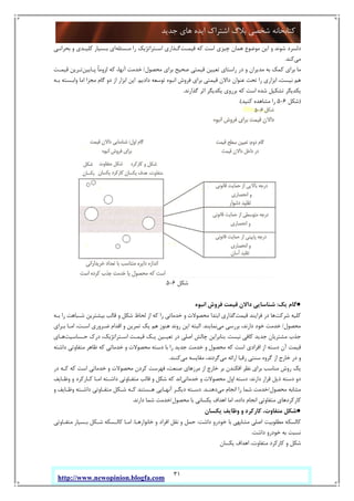 31
‫ﺟﺪﯾﺪ‬ ‫ﻫﺎي‬ ‫اﯾﺪه‬ ‫اﺷﺘﺮاك‬ ‫ﺑﻼگ‬ ‫ﺷﺨﺼﯽ‬ ‫ﮐﺘﺎﺑﺨﺎﻧﻪ‬
http://www.newopinion.blogfa.com
‫ﻗﯿﻤـﺖ‬ ‫ﮐﻪ‬ ‫اﺳﺖ‬ ‫ﭼﯿﺰي‬ ‫ﻫﻤﺎن‬ ‫ﻣﻮﺿﻮع‬ ‫اﯾﻦ‬ ‫و‬ ‫ﺷﻮﻧﺪ‬ ‫دﻟﺴﺮد‬‫ﻣـﺴﺌﻠﻪ‬ ‫را‬ ‫اﺳـﺘﺮاﺗﮋﯾﮏ‬ ‫ﮔـﺬاري‬‫ﺑﺤﺮاﻧـﯽ‬ ‫و‬ ‫ﮐﻠﯿـﺪي‬ ‫ﺑـﺴﯿﺎر‬ ‫اي‬
‫ﻣﯽ‬‫ﮐﻨﺪ‬.
‫ﺗﻌﯿﯿﻦ‬ ‫راﺳﺘﺎي‬ ‫در‬ ‫و‬ ‫ﻣﺪﯾﺮان‬ ‫ﺑﻪ‬ ‫ﮐﻤﮏ‬ ‫ﺑﺮاي‬ ‫ﻣﺎ‬‫ﻣﺤﺼﻮل‬ ‫ﺑﺮاي‬ ‫ﺻﺤﯿﺢ‬ ‫ﻗﯿﻤﺘﯽ‬/‫ﭘـﺎﯾﯿﻦ‬ ً‫ﺎ‬‫ﻟﺰوﻣ‬ ‫ﮐﻪ‬ ،‫آﻧﻬﺎ‬ ‫ﺧﺪﻣﺖ‬‫ﻗﯿﻤـﺖ‬ ‫ﺗـﺮﯾﻦ‬
‫دادﯾﻢ‬ ‫ﺗﻮﺳﻌﻪ‬ ‫اﻧﺒﻮه‬ ‫ﻓﺮوش‬ ‫ﺑﺮاي‬ ‫ﻗﯿﻤﺘﯽ‬ ‫داﻻن‬ ‫ﻋﻨﻮان‬ ‫ﺗﺤﺖ‬ ‫را‬ ‫اﺑﺰاري‬ ،‫ﻧﯿﺴﺖ‬ ‫ﻫﻢ‬.‫ﺑـﻪ‬ ‫واﺑـﺴﺘﻪ‬ ‫اﻣﺎ‬ ‫ﻣﺠﺰا‬ ‫ﮔﺎم‬ ‫دو‬ ‫از‬ ‫اﺑﺰار‬ ‫اﯾﻦ‬
‫ﮔﺬارﻧﺪ‬ ‫اﺛﺮ‬ ‫ﯾﮑﺪﯾﮕﺮ‬ ‫ﺑﺮروي‬ ‫ﮐﻪ‬ ‫اﺳﺖ‬ ‫ﺷﺪه‬ ‫ﺗﺸﮑﯿﻞ‬ ‫ﯾﮑﺪﯾﮕﺮ‬.
)‫ﺷﮑﻞ‬6-5‫ﮐﻨﯿﺪ‬ ‫ﻣﺸﺎﻫﺪه‬ ‫را‬.(
‫ﺷﮑﻞ‬6-5
●‫ﯾﮏ‬ ‫ﮔﺎم‬:‫اﻧﺒﻮه‬ ‫ﻓﺮوش‬ ‫ﻗﯿﻤﺖ‬ ‫داﻻن‬ ‫ﺷﻨﺎﺳﺎﯾﯽ‬
‫ﺷﺮﮐﺖ‬ ‫ﮐﻠﯿﻪ‬‫ﻗﯿﻤﺖ‬ ‫ﻓﺮاﯾﻨﺪ‬ ‫در‬ ‫ﻫﺎ‬‫ﺑـﻪ‬ ‫را‬ ‫ﺷـﺒﺎﻫﺖ‬ ‫ﺑﯿﺸﺘﺮﯾﻦ‬ ‫ﻗﺎﻟﺐ‬ ‫و‬ ‫ﺷﮑﻞ‬ ‫ﻟﺤﺎظ‬ ‫از‬ ‫ﮐﻪ‬ ‫را‬ ‫ﺧﺪﻣﺎﺗﯽ‬ ‫و‬ ‫ﻣﺤﺼﻮﻻت‬ ‫اﺑﺘﺪا‬ ‫ﮔﺬاري‬
‫ﻣﺤﺼﻮل‬/‫ﻣﯽ‬ ‫ﺑﺮرﺳﯽ‬ ،‫دارﻧﺪ‬ ‫ﺧﻮد‬ ‫ﺧﺪﻣﺖ‬‫ﻧﻤﺎﯾﻨﺪ‬.‫ﺑـﺮاي‬ ‫اﻣـﺎ‬ ،‫اﺳـﺖ‬ ‫ﺿـﺮوري‬ ‫اﻗﺪام‬ ‫و‬ ‫ﺗﻤﺮﯾﻦ‬ ‫ﯾﮏ‬ ‫ﻫﻢ‬ ‫ﻫﻨﻮز‬ ‫روﻧﺪ‬ ‫اﯾﻦ‬ ‫اﻟﺒﺘﻪ‬
‫ﺟﺪﯾ‬ ‫ﻣﺸﺘﺮﯾﺎن‬ ‫ﺟﺬب‬‫ﻧﯿﺴﺖ‬ ‫ﮐﺎﻓﯽ‬ ‫ﺪ‬.‫ﺣـﺴﺎﺳﯿﺖ‬ ‫درك‬ ،‫اﺳـﺘﺮاﺗﮋﯾﮏ‬ ‫ﻗﯿﻤـﺖ‬ ‫ﯾـﮏ‬ ‫ﺗﻌﯿـﯿﻦ‬ ‫در‬ ‫اﺻﻠﯽ‬ ‫ﭼﺎﻟﺶ‬ ‫ﺑﻨﺎﺑﺮاﯾﻦ‬‫ﻫـﺎي‬
‫داﺷﺘﻪ‬ ‫ﻣﺘﻔﺎوﺗﯽ‬ ‫ﻇﺎﻫﺮ‬ ‫ﮐﻪ‬ ‫ﺧﺪﻣﺎﺗﯽ‬ ‫و‬ ‫ﻣﺤﺼﻮﻻت‬ ‫دﺳﺘﻪ‬ ‫ﺑﺎ‬ ‫را‬ ‫ﺟﺪﯾﺪ‬ ‫ﺧﺪﻣﺖ‬ ‫و‬ ‫ﻣﺤﺼﻮل‬ ‫ﮐﻪ‬ ‫اﺳﺖ‬ ‫اﻓﺮادي‬ ‫از‬ ‫دﺳﺘﻪ‬ ‫آن‬ ‫ﻗﯿﻤﺖ‬
‫ﻣﯽ‬ ‫اراﺋﻪ‬ ‫رﻗﺒﺎ‬ ‫ﺳﻨﺘﯽ‬ ‫ﮔﺮوه‬ ‫از‬ ‫ﺧﺎرج‬ ‫در‬ ‫و‬‫ﻣﯽ‬ ‫ﻣﻘﺎﯾﺴﻪ‬ ،‫ﮔﺮدﻧﺪ‬‫ﮐﻨﻨﺪ‬.
‫ا‬ ‫ﻧﻈﺮ‬ ‫ﺑﺮاي‬ ‫ﻣﻨﺎﺳﺐ‬ ‫روش‬ ‫ﯾﮏ‬‫در‬ ‫ﮐـﻪ‬ ‫ﮐﻪ‬ ‫اﺳﺖ‬ ‫ﺧﺪﻣﺎﺗﯽ‬ ‫و‬ ‫ﻣﺤﺼﻮﻻت‬ ‫ﮐﺮدن‬ ‫ﻓﻬﺮﺳﺖ‬ ،‫ﺻﻨﻌﺖ‬ ‫ﻣﺮزﻫﺎي‬ ‫از‬ ‫ﺧﺎرج‬ ‫ﺑﺮ‬ ‫ﻓﮑﻨﺪن‬
‫دارﻧﺪ‬ ‫ﻗﺮار‬ ‫ذﯾﻞ‬ ‫دﺳﺘﻪ‬ ‫دو‬:‫ﺧﺪﻣﺎﺗﯽ‬ ‫و‬ ‫ﻣﺤﺼﻮﻻت‬ ‫اول‬ ‫دﺳﺘﻪ‬‫وﻇـﺎﯾﻒ‬ ‫و‬ ‫ﮐـﺎرﮐﺮد‬ ‫اﻣـﺎ‬ ‫داﺷـﺘﻪ‬ ‫ﻣﺘﻔـﺎوﺗﯽ‬ ‫ﻗﺎﻟﺐ‬ ‫و‬ ‫ﺷﮑﻞ‬ ‫ﮐﻪ‬ ‫اﻧﺪ‬
‫ﻣﺤﺼﻮل‬ ‫ﻣﺸﺎﺑﻪ‬/‫ﻣﯽ‬ ‫اﻧﺠﺎم‬ ‫را‬ ‫ﺷﻤﺎ‬ ‫ﺧﺪﻣﺖ‬‫دﻫﻨـﺪ‬.‫و‬ ‫داﺷـﺘﻪ‬ ‫ﻣﺘﻔـﺎوﺗﯽ‬ ‫ﺷـﮑﻞ‬ ‫ﮐـﻪ‬ ‫ﻫـﺴﺘﻨﺪ‬ ‫آﻧﻬـﺎﯾﯽ‬ ‫دﯾﮕـﺮ‬ ‫دﺳـﺘﻪ‬‫و‬ ‫ﻇـﺎﯾﻒ‬
‫ﻣﺤﺼﻮل‬ ‫ﺑﺎ‬ ‫ﯾﮑﺴﺎﻧﯽ‬ ‫اﻫﺪاف‬ ‫اﻣﺎ‬ ،‫داده‬ ‫اﻧﺠﺎم‬ ‫ﻣﺘﻔﺎوﺗﯽ‬ ‫ﮐﺎرﮐﺮدﻫﺎي‬/‫دارﻧﺪ‬ ‫ﺷﻤﺎ‬ ‫ﺧﺪﻣﺖ‬.
●‫ﯾﮑﺴﺎن‬ ‫وﻇﺎﯾﻒ‬ ‫و‬ ‫ﮐﺎرﮐﺮد‬ ،‫ﻣﺘﻔﺎوت‬ ‫ﺷﮑﻞ‬
‫داﺷﺖ‬ ‫ﺧﻮدرو‬ ‫ﺑﺎ‬ ‫ﻣﺸﺎﺑﻬﯽ‬ ‫اﺻﻠﯽ‬ ‫ﻣﻄﻠﻮﺑﯿﺖ‬ ‫ﮐﺎﻟﺴﮑﻪ‬:‫ﺧﺎﻧﻮارﻫـﺎ‬ ‫و‬ ‫اﻓﺮاد‬ ‫ﻧﻘﻞ‬ ‫و‬ ‫ﺣﻤﻞ‬.‫ﻣﺘﻔـﺎوﺗﯽ‬ ‫ﺑـﺴﯿﺎر‬ ‫ﺷـﮑﻞ‬ ‫ﮐﺎﻟـﺴﮑﻪ‬ ‫اﻣـﺎ‬
‫داﺷﺖ‬ ‫ﺧﻮدرو‬ ‫ﺑﻪ‬ ‫ﻧﺴﺒﺖ‬.
‫اﻫﺪ‬ ،‫ﻣﺘﻔﺎوت‬ ‫ﮐﺎرﮐﺮد‬ ‫و‬ ‫ﺷﮑﻞ‬‫ﯾﮑﺴﺎن‬ ‫اف‬
 