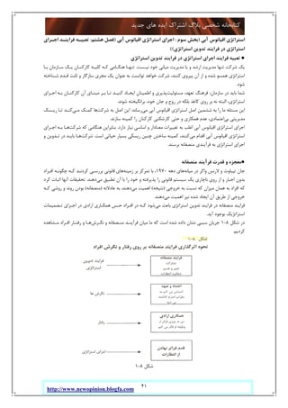 41
‫ﺟﺪﯾﺪ‬ ‫ﻫﺎي‬ ‫اﯾﺪه‬ ‫اﺷﺘﺮاك‬ ‫ﺑﻼگ‬ ‫ﺷﺨﺼﯽ‬ ‫ﮐﺘﺎﺑﺨﺎﻧﻪ‬
http://www.newopinion.blogfa.com
‫آﺑﯽ‬ ‫اﻗﯿﺎﻧﻮس‬ ‫اﺳﺘﺮاﺗﮋي‬)‫ﺑﺨﺶ‬‫ﺳ‬‫ﻮم‬:‫اﺟﺮاي‬‫آﺑﯽ‬ ‫اﻗﯿﺎﻧﻮس‬ ‫اﺳﺘﺮاﺗﮋي‬)‫ﻫﺸﺘﻢ‬ ‫ﻓﺼﻞ‬:‫اﺟـﺮاي‬ ‫ﻓﺮاﯾﻨـﺪ‬ ‫ﺗﻌﺒﯿـﻪ‬
‫اﺳﺘﺮاﺗﮋي‬ ‫ﺗﺪوﯾﻦ‬ ‫ﻓﺮاﯾﻨﺪ‬ ‫در‬ ‫اﺳﺘﺮاﺗﮋي‬((
●‫اﺳﺘﺮاﺗﮋي‬ ‫ﺗﺪوﯾﻦ‬ ‫ﻓﺮاﯾﻨﺪ‬ ‫در‬ ‫اﺳﺘﺮاﺗﮋي‬ ‫اﺟﺮاي‬ ‫ﻓﺮاﯾﻨﺪ‬ ‫ﺗﻌﺒﯿﻪ‬
‫ﺗﻨ‬ ‫ﺷﺮﮐﺖ‬ ‫ﯾﮏ‬‫ﻧﯿـﺴﺖ‬ ‫ﺧﻮد‬ ‫ﻣﯿﺎﻧﯽ‬ ‫ﻣﺪﯾﺮﯾﺖ‬ ‫ﯾﺎ‬ ‫و‬ ‫ارﺷﺪ‬ ‫ﻣﺪﯾﺮﯾﺖ‬ ‫ﻬﺎ‬.‫ﺑـﺎ‬ ‫ﺳـﺎزﻣﺎن‬ ‫ﯾـﮏ‬ ‫ﮐﺎرﮐﻨـﺎن‬ ‫ﮐﻠﯿـﻪ‬ ‫ﮐـﻪ‬ ‫ﻫﻨﮕـﺎﻣﯽ‬ ‫ﺗﻨﻬـﺎ‬
‫ﺷـﻨﺎﺧﺘﻪ‬ ‫ﻗـﺪم‬ ‫ﺛﺎﺑﺖ‬ ‫و‬ ‫ﺳﺎزﮔﺎر‬ ‫ﻣﺠﺮي‬ ‫ﯾﮏ‬ ‫ﻋﻨﻮان‬ ‫ﺑﻪ‬ ‫ﺗﻮاﻧﺴﺖ‬ ‫ﺧﻮاﻫﺪ‬ ‫ﺷﺮﮐﺖ‬ ،‫ﮐﻨﻨﺪ‬ ‫ﭘﯿﺮوي‬ ‫آن‬ ‫از‬ ‫و‬ ‫ﺷﺪه‬ ‫ﻫﻤﺴﻮ‬ ‫اﺳﺘﺮاﺗﮋي‬
‫ﺷﻮد‬.
‫ﻣﺴﺌﻮﻟﯿﺖ‬ ،‫ﺗﻌﻬﺪ‬ ‫ﻓﺮﻫﻨﮓ‬ ،‫ﺳﺎزﻣﺎن‬ ‫در‬ ‫ﺑﺎﯾﺪ‬ ‫ﺷﻤﺎ‬‫ﺗـﺎ‬ ‫ﮐﻨﯿـﺪ‬ ‫اﯾﺠـﺎد‬ ‫اﻃﻤﯿﻨﺎن‬ ‫و‬ ‫ﭘﺬﯾﺮي‬‫اﺟـﺮاي‬ ‫ﺑـﻪ‬ ‫ﮐﺎرﮐﻨـﺎن‬ ‫آن‬ ‫ﻣﺒﻨـﺎي‬ ‫ﺑـﺮ‬
‫ﺷﻮﻧﺪ‬ ‫ﺑﺮاﻧﮕﯿﺨﺘﻪ‬ ،‫ﺧﻮد‬ ‫ﺟﺎن‬ ‫و‬ ‫روح‬ ‫در‬ ‫ﺑﻠﮑﻪ‬ ‫ﮐﺎﻏﺬ‬ ‫روي‬ ‫ﺑﺮ‬ ‫ﻧﻪ‬ ‫اﻟﺒﺘﻪ‬ ،‫اﺳﺘﺮاﺗﮋي‬.
‫ﻣﯽ‬ ‫آﺑﯽ‬ ‫اﻗﯿﺎﻧﻮس‬ ‫اﺳﺘﺮاﺗﮋي‬ ‫اﺻﻞ‬ ‫ﺷﺸﻤﯿﻦ‬ ‫ﺑﻪ‬ ‫را‬ ‫ﻣﺎ‬ ‫ﻣﺴﺌﻠﻪ‬ ‫اﯾﻦ‬‫رﺳﺎﻧﺪ‬:‫ﺷﺮﮐﺖ‬ ‫ﺑﻪ‬ ‫اﺻﻞ‬ ‫اﯾﻦ‬‫ﻣـﯽ‬ ‫ﮐﻤـﮏ‬ ‫ﻫﺎ‬‫رﯾـﺴﮏ‬ ‫ﺗـﺎ‬ ‫ﮐﻨـﺪ‬
‫ﺑﯽ‬ ‫ﻣﺪﯾﺮﯾﺘﯽ‬‫ﮐﻤ‬ ‫را‬ ‫ﮐﺎرﮐﻨﺎن‬ ‫ﮐﺎرﺷﮑﻨﯽ‬ ‫ﺣﺘﯽ‬ ‫و‬ ‫ﻫﻤﮑﺎري‬ ‫ﻋﺪم‬ ،‫اﻋﺘﻤﺎدي‬‫ﺳﺎزﻧﺪ‬ ‫ﯿﻨﻪ‬.
‫دارد‬ ‫ﻧﯿﺎز‬ ‫اﺳﺎﺳﯽ‬ ‫و‬ ‫ﻣﻌﻨﺎدار‬ ‫ﺗﻐﯿﯿﺮات‬ ‫ﺑﻪ‬ ‫اﻏﻠﺐ‬ ‫آﺑﯽ‬ ‫اﻗﯿﺎﻧﻮس‬ ‫اﺳﺘﺮاﺗﮋي‬ ‫اﺟﺮاي‬.‫ﺷﺮﮐﺖ‬ ‫ﮐﻪ‬ ‫ﻫﻨﮕﺎﻣﯽ‬ ‫ﺑﻨﺎﺑﺮاﯾﻦ‬‫اﺟـﺮاي‬ ‫ﺑـﻪ‬ ‫ﻫـﺎ‬
‫ﻣﯽ‬ ‫اﻗﺪام‬ ‫آﺑﯽ‬ ‫اﻗﯿﺎﻧﻮس‬ ‫اﺳﺘﺮاﺗﮋي‬‫اﺳﺖ‬ ‫ﺣﯿﺎﺗﯽ‬ ‫ﺑﺴﯿﺎر‬ ‫رﯾﺴﮑﯽ‬ ‫ﭼﻨﯿﻦ‬ ‫ﺳﺎﺧﺘﻦ‬ ‫ﮐﻤﯿﻨﻪ‬ ،‫ﮐﻨﻨﺪ‬.‫ﺷﺮﮐﺖ‬‫و‬ ‫ﺗـﺪوﯾﻦ‬ ‫در‬ ‫ﺑﺎﯾـﺪ‬ ‫ﻫـﺎ‬
‫ﺑﺮﺳﻨﺪ‬ ‫ﻣﻨﺼﻔﺎﻧﻪ‬ ‫ﻓﺮآﯾﻨﺪي‬ ‫ﺑﻪ‬ ‫اﺳﺘﺮاﺗﮋي‬ ‫اﺟﺮاي‬.
●‫ﻣﻨﺼﻔﺎﻧﻪ‬ ‫ﻓﺮآﯾﻨﺪ‬ ‫ﻗﺪرت‬ ‫و‬ ‫ﻣﻌﺠﺰه‬
‫ﻣﯿﺎﻧﻪ‬ ‫در‬ ‫واﮐﺮ‬ ‫ﻻرﻧﺲ‬ ‫و‬ ‫ﺗﯿﺒﺎوت‬ ‫ﺟﺎن‬‫دﻫﻪ‬ ‫ﻫﺎي‬1970‫زﻣﯿﻨﻪ‬ ‫ﺑﺮ‬ ‫ﺗﻤﺮﮐﺰ‬ ‫ﺑﺎ‬ ،‫اﻓـﺮاد‬ ‫ﭼﮕﻮﻧـﻪ‬ ‫ﮐـﻪ‬ ‫ﮐﺮدﻧـﺪ‬ ‫ﺑﺮرﺳـﯽ‬ ‫ﻗﺎﻧﻮﻧﯽ‬ ‫ﻫﺎي‬
‫ﻣﯽ‬ ‫ﺗﻄﺒﯿﻖ‬ ‫آن‬ ‫ﺑﺎ‬ ‫را‬ ‫ﺧﻮد‬ ‫و‬ ‫ﭘﺬﯾﺮﻓﺘﻪ‬ ‫را‬ ‫ﻗﺎﻧﻮﻧﯽ‬ ‫ﺳﯿﺴﺘﻢ‬ ‫ﯾﮏ‬ ‫ﻧﺎﭼﺎري‬ ‫روي‬ ‫از‬ ‫و‬ ‫اﺟﺒﺎر‬ ‫ﺑﺪون‬‫دﻫﻨﺪ‬.‫ﮐﺮد‬ ‫اﺛﺒﺎت‬ ‫آﻧﻬﺎ‬ ‫ﺗﺤﻘﯿﻘﺎت‬
‫ﻫﻤ‬ ‫ﺑﻪ‬ ‫اﻓﺮاد‬ ‫ﮐﻪ‬‫ﺧﺮوﺟﯽ‬ ‫ﺑﻪ‬ ‫ﻧﺴﺒﺖ‬ ‫ﮐﻪ‬ ‫ﻣﯿﺰان‬ ‫ﺎن‬)‫ﻧﺘﯿﺠﻪ‬(‫ﻣﯽ‬ ‫اﻫﻤﯿﺖ‬‫ﻋﺎدﻻﻧﻪ‬ ‫ﺑﻪ‬ ،‫دﻫﻨﺪ‬)‫ﻣﻨﺼﻔﺎﻧﻪ‬(‫ﮐـﻪ‬ ‫روﺷﯽ‬ ‫و‬ ‫روﻧﺪ‬ ‫ﺑﻮدن‬
‫ﻣﯽ‬ ‫اﻫﻤﯿﺖ‬ ‫ﻧﯿﺰ‬ ‫ﺷﺪه‬ ‫اﯾﺠﺎد‬ ‫آن‬ ‫ﻃﺮﯾﻖ‬ ‫از‬ ‫ﺧﺮوﺟﯽ‬‫دﻫﻨﺪ‬.
‫ﻣﯽ‬ ‫ﺑﺎﻋﺚ‬ ‫اﺳﺘﺮاﺗﮋي‬ ‫ﺗﺪوﯾﻦ‬ ‫ﻓﺮاﯾﻨﺪ‬ ‫در‬ ‫ﻣﻨﺼﻔﺎﻧﻪ‬ ‫ﻓﺮاﯾﻨﺪ‬‫ﺗـﺼﻤﯿﻤﺎت‬ ‫اﺟـﺮاي‬ ‫در‬ ‫ارادي‬ ‫ﻫﻤﮑـﺎري‬ ‫ﺣـﺲ‬ ‫اﻓـﺮاد‬ ‫در‬ ‫ﮐـﻪ‬ ‫ﺷﻮد‬
‫آﯾﺪ‬ ‫ﺑﻮﺟﻮد‬ ‫اﺳﺘﺮاﺗﮋﯾﮏ‬.
‫در‬‫ﺷﮑﻞ‬8-1‫ﻧﮕـﺮش‬ ‫و‬ ‫ﻣﻨـﺼﻔﺎﻧﻪ‬ ‫ﻓﺮآﯾﻨـﺪ‬ ‫ﻣﯿﺎن‬ ‫ﻣﺎ‬ ‫ﮐﻪ‬ ‫اﺳﺖ‬ ‫ﺷﺪه‬ ‫داده‬ ‫ﻧﺸﺎن‬ ‫ﺳﺒﺒﯽ‬ ‫ﺟﺮﯾﺎن‬‫ﻣـﺸﺎﻫﺪه‬ ‫اﻓـﺮاد‬ ‫رﻓﺘـﺎر‬ ‫و‬ ‫ﻫـﺎ‬
‫ﮐﺮدﯾﻢ‬.
‫ﺷﮑﻞ‬8-1
 