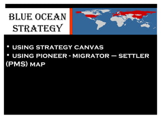 BLUE   OCEAN   STRATEGY <ul><li>Accelerated technological advancement </li></ul><ul><li>using strategy canvas </li></ul><u...