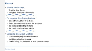 Content
• Blue Ocean Strategy
• Creating Blue Oceans
• Analytical Tools and Frameworks
• Formulating Blue Ocean Strategy
•...