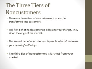 Three Tiers of Noncustomers  Convert Noncustomers into Customers