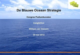 De Blauwe Oceaan Strategie
     Congres Podiumkunsten

           Insight/Out

       William van Vessem

          30 mei 2012




                             1
 
