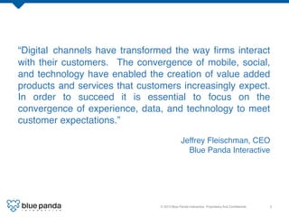 © 2013 Blue Panda Interactive. Proprietary And Conﬁdential.! 2!
“Digital channels have transformed the way ﬁrms interact
w...