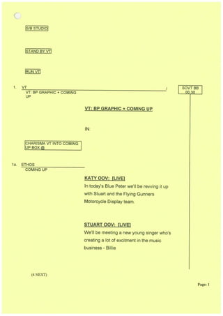 Blue Peter Camera Script