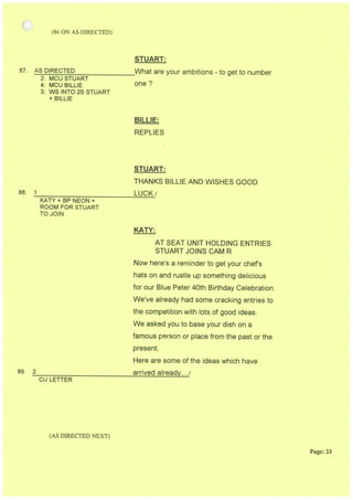 Blue Peter Camera Script