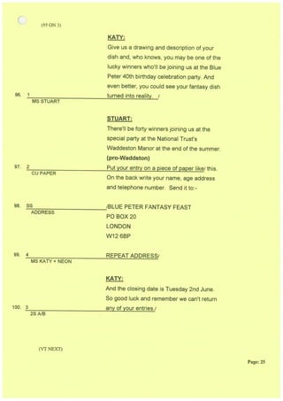 Blue Peter Camera Script