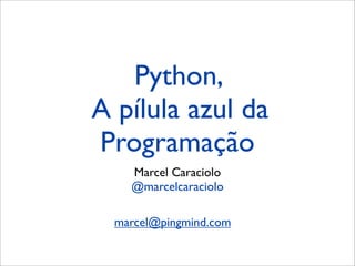 Python,
A pílula azul da
Programação
    Marcel Caraciolo
    @marcelcaraciolo

  marcel@pingmind.com
 
