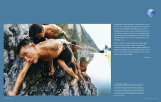 Although dams were built to capture and harness water, it turns out
                       they also lose it — especially to evaporation. More water evaporates
                       from the surface of Lake Nasser behind Egypt’s Aswan Dam than
                       the people of Britain use in an entire year. A tenth of the flow of the
                       Colorado River evaporates from the reservoir of Lake Powell. Other
                       dams swarm with malarial mosquitoes, and in some locations rotting
                       vegetation in reservoirs can emit as much greenhouse gas as a coal-
                       fired power station.

                       Today the relative value of dams is subject to widespread debate
                       around the world. Controversies range from environmental
                       destruction to water scarcity, the effect on indigenous people, loss of
                       biodiversity and inequality of water access between the poor and the
                       rich. How the dam debate is resolved will affect the lives of millions of
                       people in every corner of the globe.

                                                                                             — fred pearce




                          Chinese boat trackers pull a vessel upstream along a tributary
                       of the Yangtze River, just as their ancestors have done for thousands of
                       years. Starting in 2010, China plans to divert water from the Yangtze and
                       other central rivers to Beijing and the arid northern plain. Opponents fear
                       that the project, which includes three 700-mile channels, could dry up the
                       river in 30 years. They say the $60 billion proposed cost doesn’t take into
                       account the environmental toll or the 500,000 people who will need to find
                       new homes.       Reuters


126  Blue Planet Run                                                                                 We're All Downstream  127
 