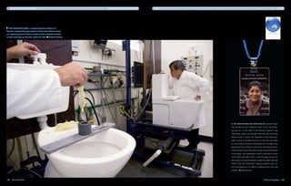 On average, 33 percent of Florida's wastewater injection facilities leak into the state's aquifer.   To reduce the impact of residential water use, new installation of low-flow toilets, showerheads and faucets became federal law in the United States in 1992.




   Roy Barghout (right) is a research supervisor at Caroma, an
Australian company developing improved low-flow toilets. Caroma’s toilets
use only three-quarters of a gallon of water to flush, compared to standard
low-flow toilets that use more than a gallon and a half.    Michael Amendolia




                                                                                                                                                                                                                                                    On mountains an hour or so outside Mexico
                                                                                                                                                                                                                                                City, Imelda Carreon Valdozino looks at the water flow-
                                                                                                                                                                                                                                                ing past her on the sides of the dormant volcano in the
                                                                                                                                                                                                                                                Tlalmanalco region and wonders what she will find today.
                                                                                                                                                                                                                                                Several times a month, this "Guardian of the Volcanoes"
                                                                                                                                                                                                                                                takes a group of students with her as she tests the water
                                                                                                                                                                                                                                                for the presence of toxins. Urbanization has brought more
                                                                                                                                                                                                                                                people and more industry to the area, intensifying the de-
                                                                                                                                                                                                                                                mand for clean water. Still, there are few treatment facilities
                                                                                                                                                                                                                                                in the region, and wastewater runoff is returned to rivers
                                                                                                                                                                                                                                                and streams untreated. Then, it sinks through the perme-
                                                                                                                                                                                                                                                able volcanic soil and threatens to spoil the aquifer beneath
                                                                                                                                                                                                                                                Mexico City. The "Guardians" measure pollution and con-
                                                                                                                                                                                                                                                front the polluters in an effort to safeguard the rivers and
                                                                                                                                                                                                                                                streams.      Janet Jarman



184  Blue Planet Run                                                                                                                                                                                                                                                                        A Billion Slingshots  185
 