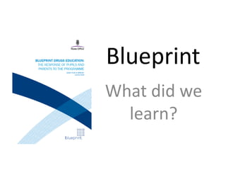 Blueprint What did we learn? 