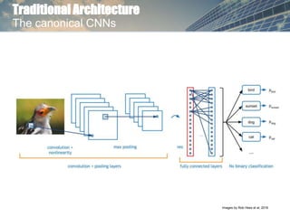 Traditional Architecture
The canonical CNNs
Images by Rob Hess et al, 2016
 