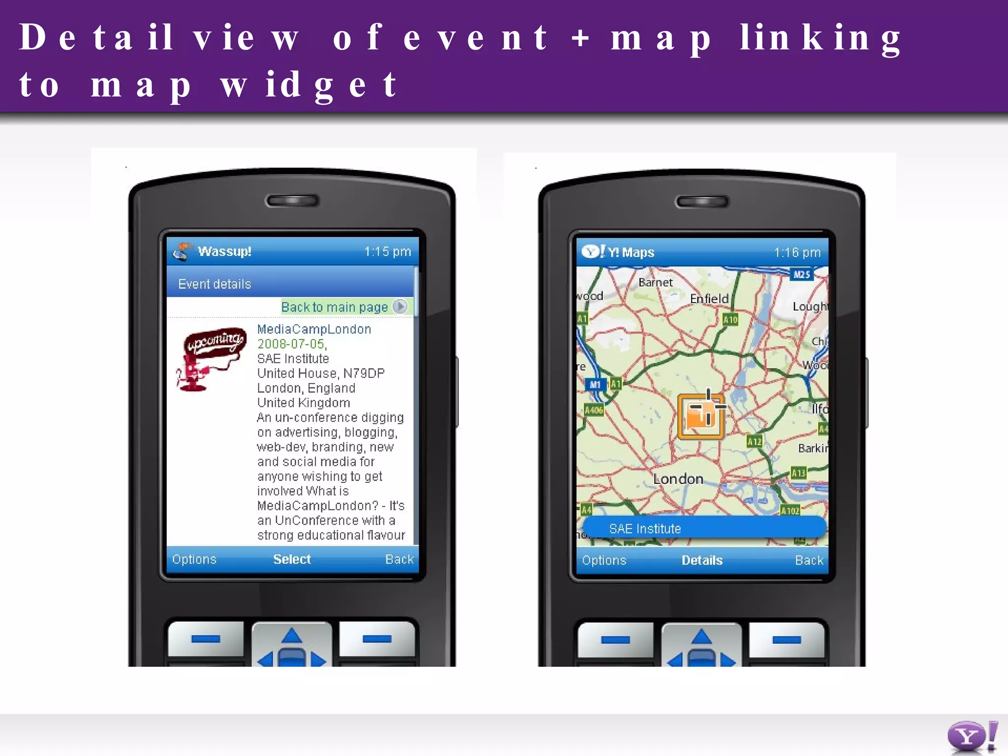 Detail view of event + map linking to map widget 