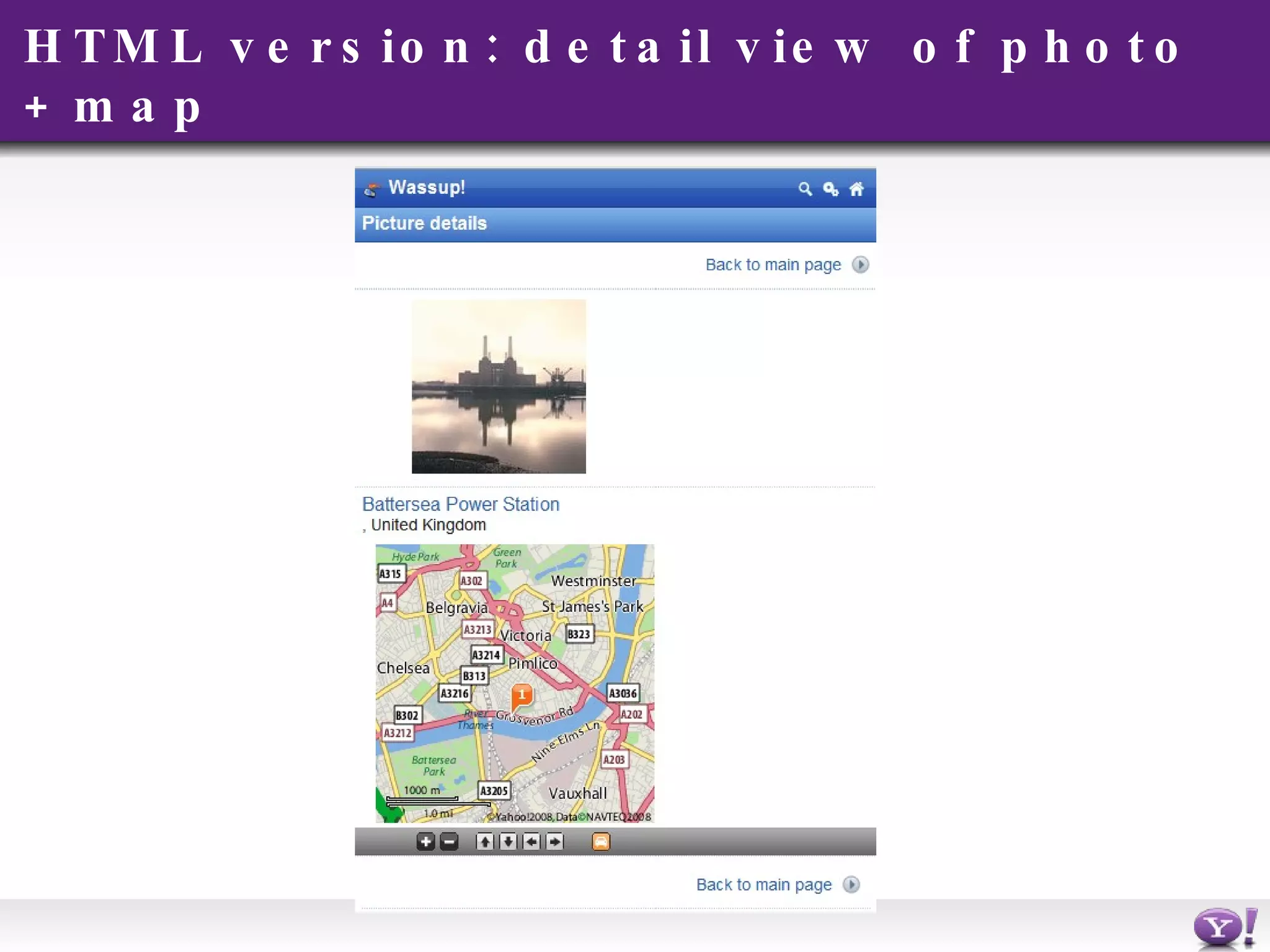 HTML version: detail view of photo + map 