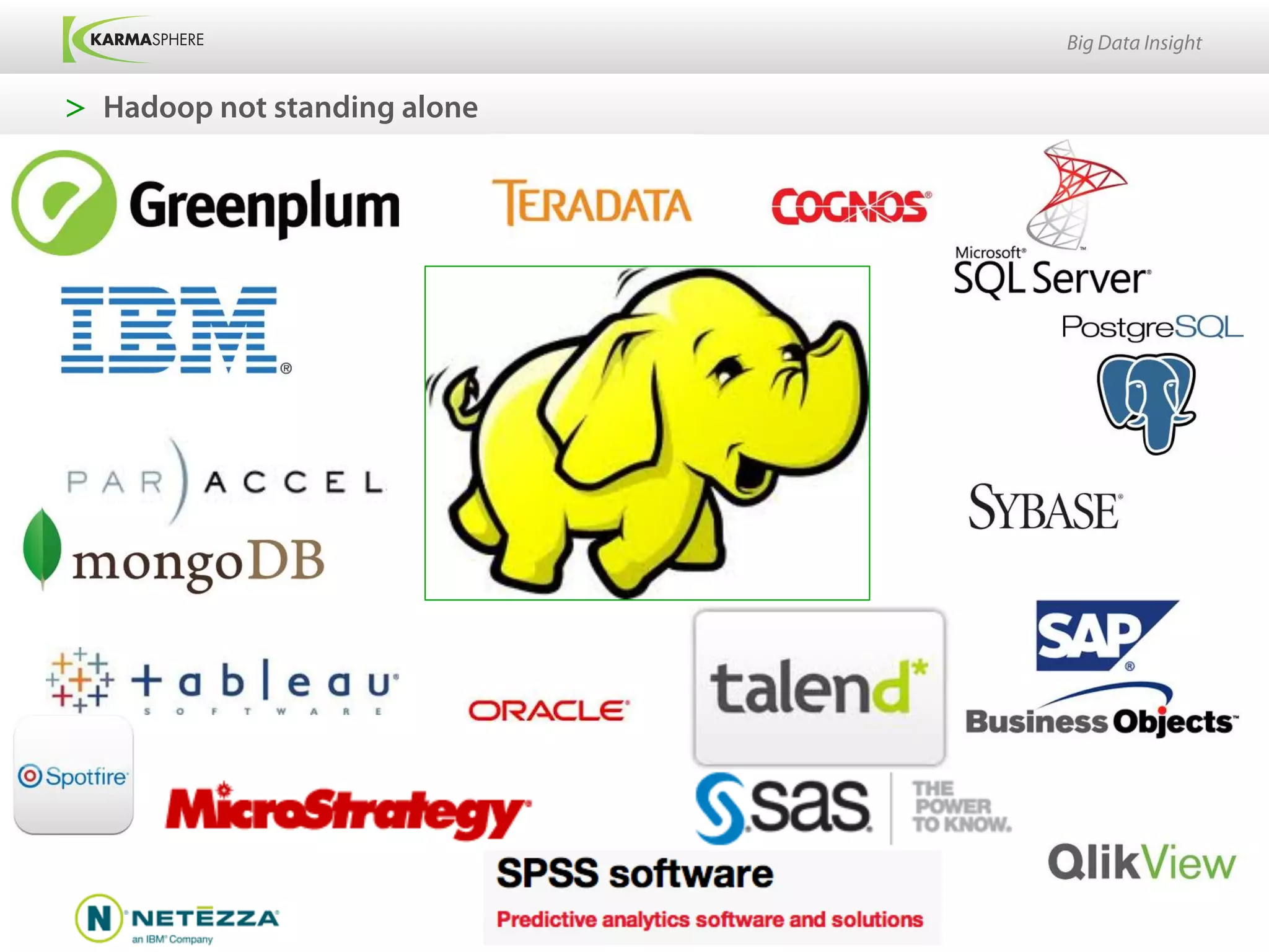 Big Data Insight


>  Hadoop not standing alone
 