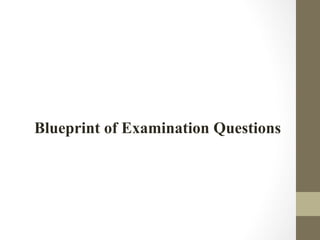 Blueprint of Examination Questions
 