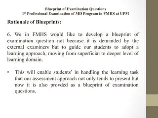 Blueprint of exam questions | PDF
