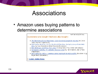 Associations Amazon uses buying patterns to determine associations 