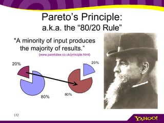 Pareto’s Principle: a.k.a. the “80/20 Rule” <ul><li>&quot;A minority of input produces the majority of results.” </li></ul...