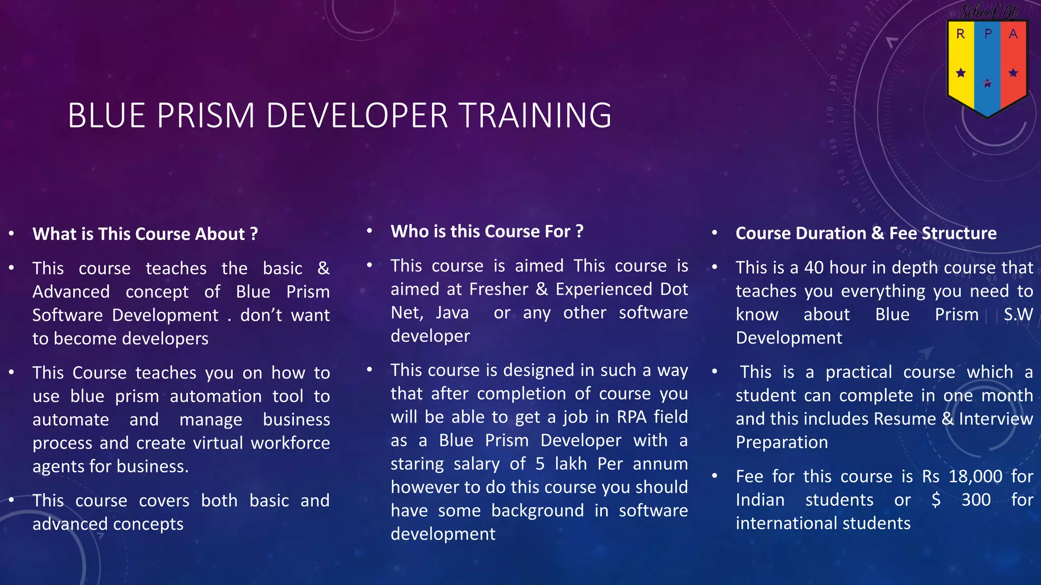 Blue prism course content