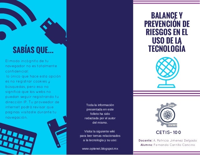 Triplico Balance y prevención de riesgos en el uso de la