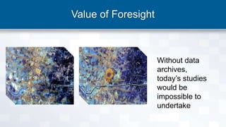 Value of Foresight
Without data
archives,
today’s studies
would be
impossible to
undertake
 