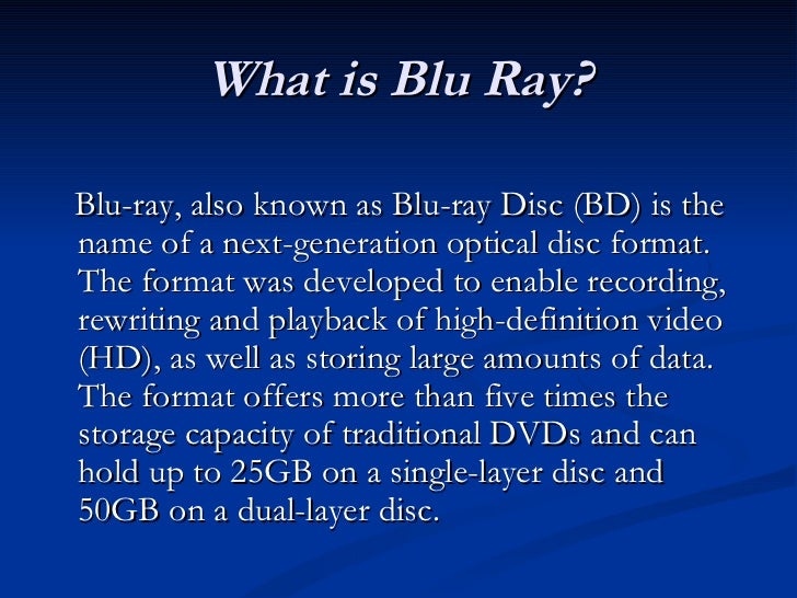 blue ray disc seminar representation what format is blu ray