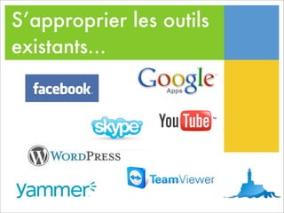 S’approprier les outils
existants...
 