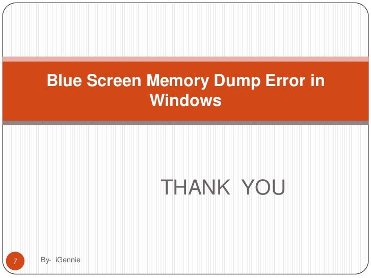 Blue screen memory dump error in windows
