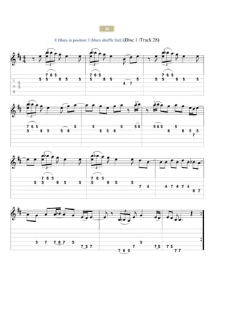 39

E Blues in position 3 (blues shuffle feel) (Disc 1 /Track 28)
 