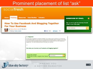 Prominent placement of list “ask”9