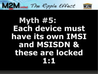 Myth #5:   Each device must have its own IMSI and MSISDN & these are locked 1:1 