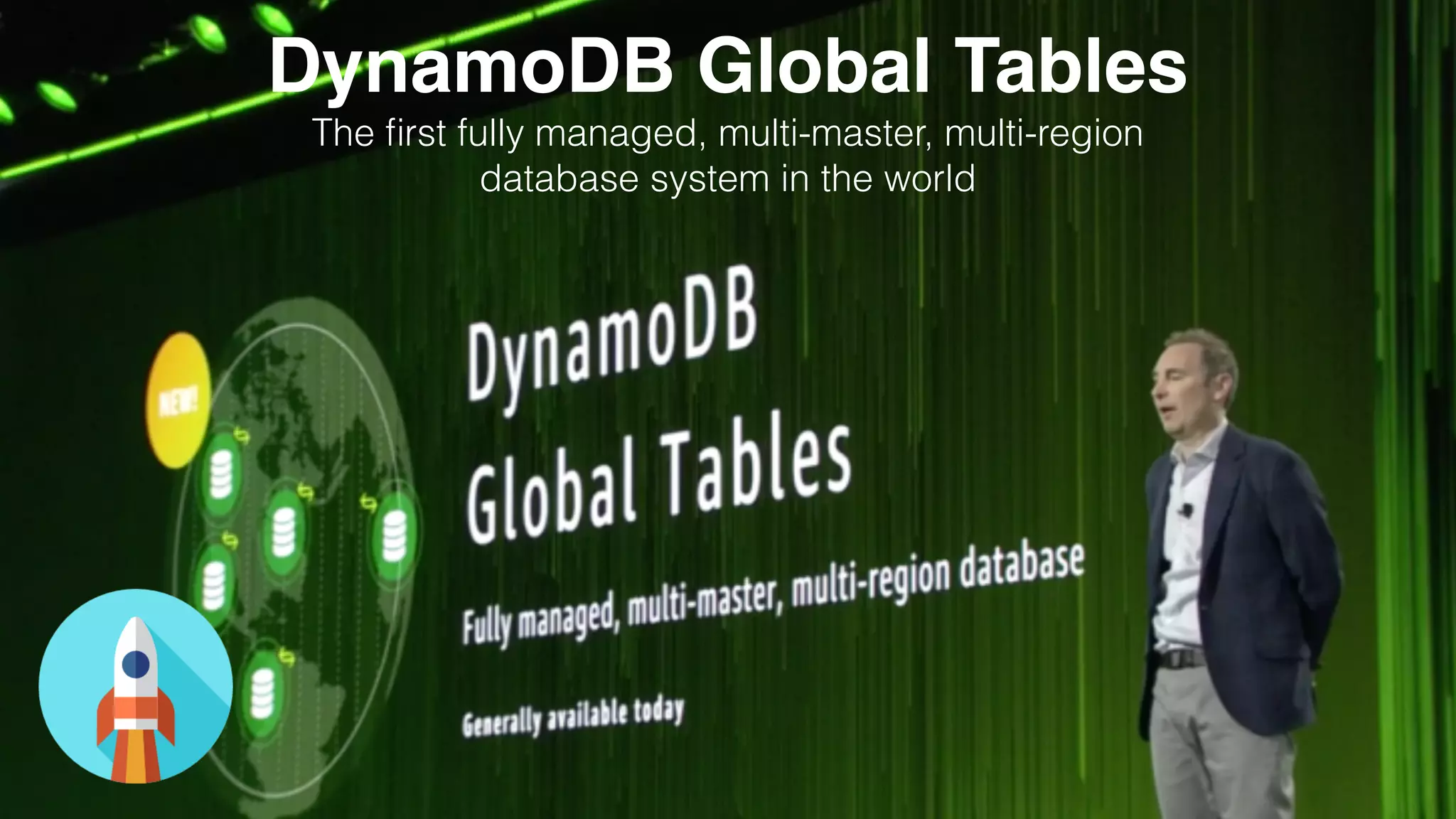 DynamoDB Global Tables
The ﬁrst fully managed, multi-master, multi-region
database system in the world
 